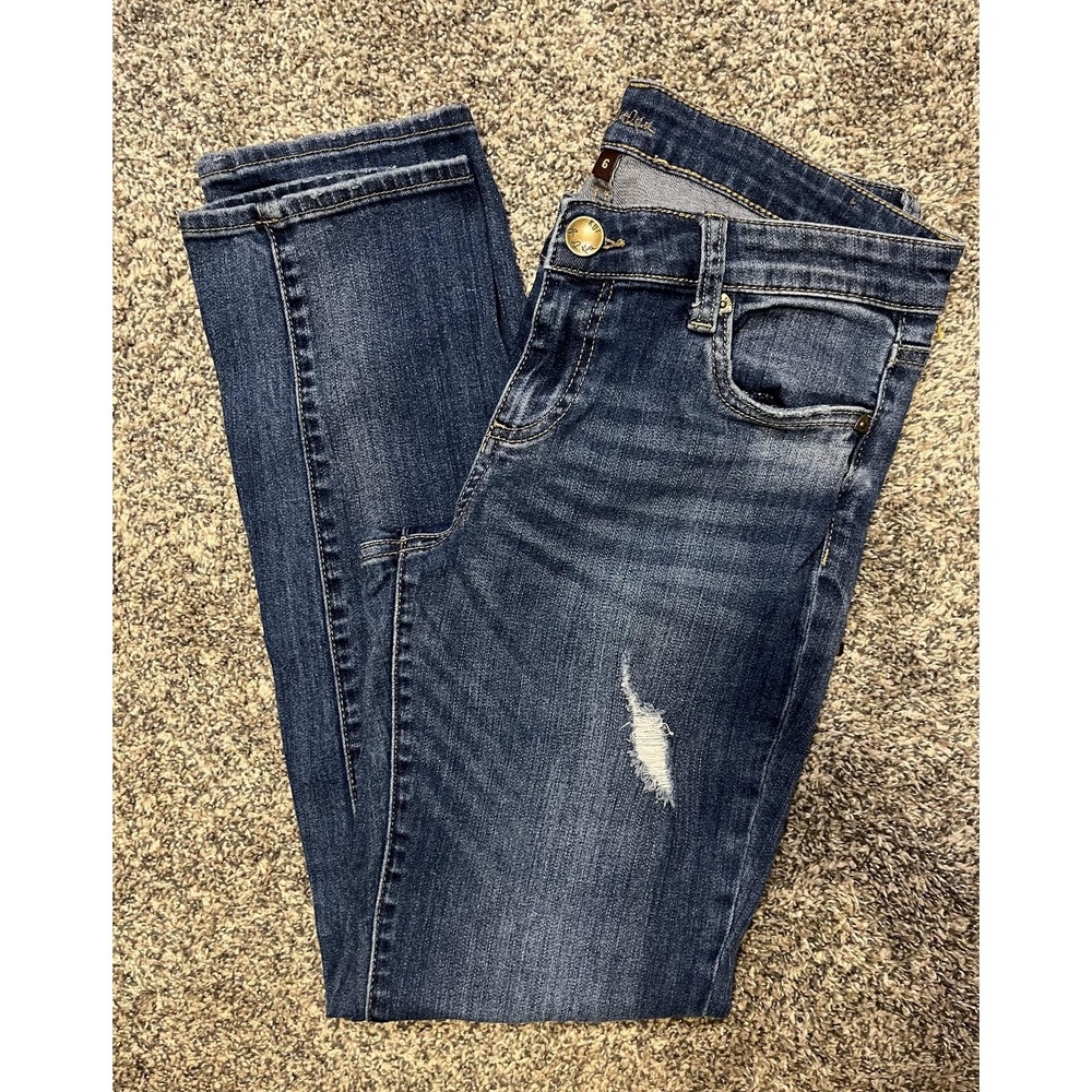 KUT From The Kloth Jeans Womens 6 Medium Wash Distressed Skinny Stretch Denim